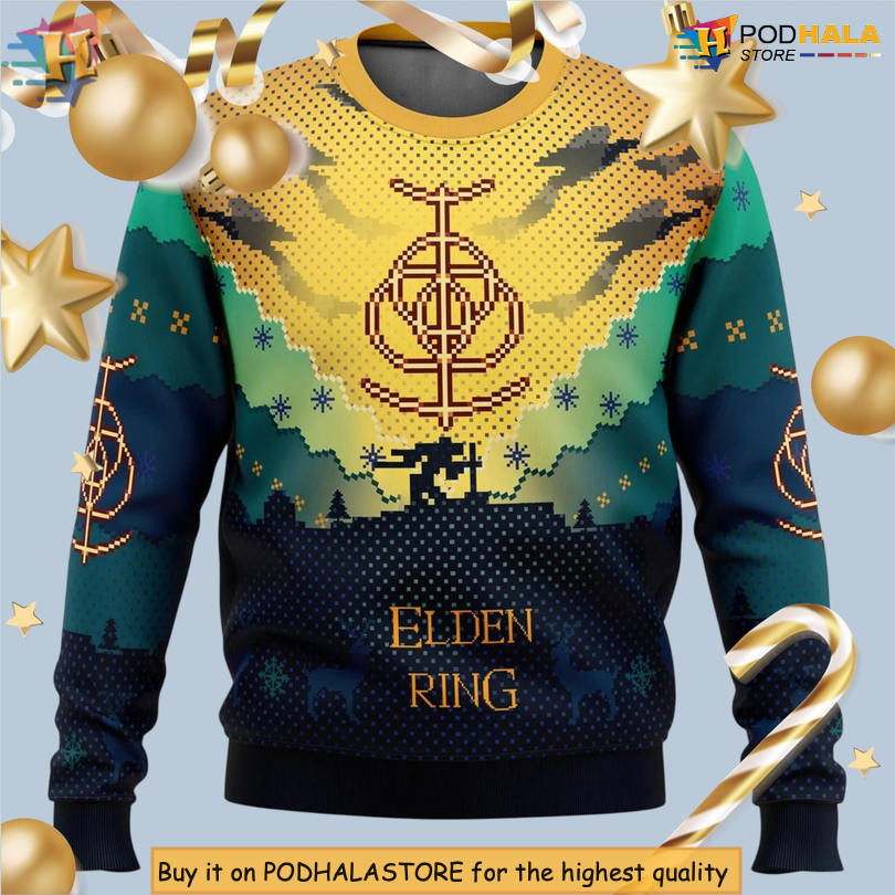 Elden Ring Game Scene Fantasy Warrior Character Edition Gamer Holiday Christmas Sweater Elden Ring Game Scene Fantasy Warrior Character Edition Gamer Holiday Christmas Sweater