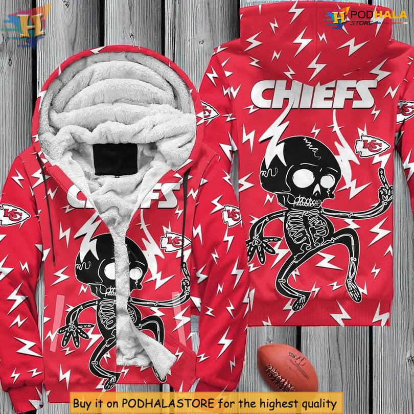 Electric Shock Skeleton Kansas City Chiefs Hoodie 3D, Custom Zip Up Style Electric Shock Skeleton Kansas City Chiefs Hoodie 3D, Custom Zip Up Style