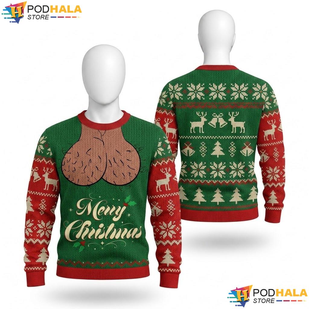 Elf Costume Holiday Humor Ugly Sweater Cheeky Festive Pullover Apparel