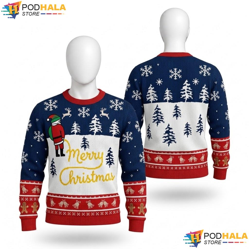 Elf Merry Vintage Mens Ugly Xmas Sweater Funny Christmas Festive Outfit