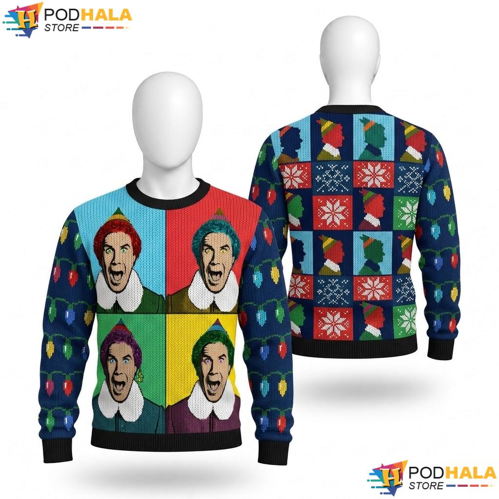 Elf Movie Buddy Pop Art Christmas Sweater Funny Holiday Outfit Top