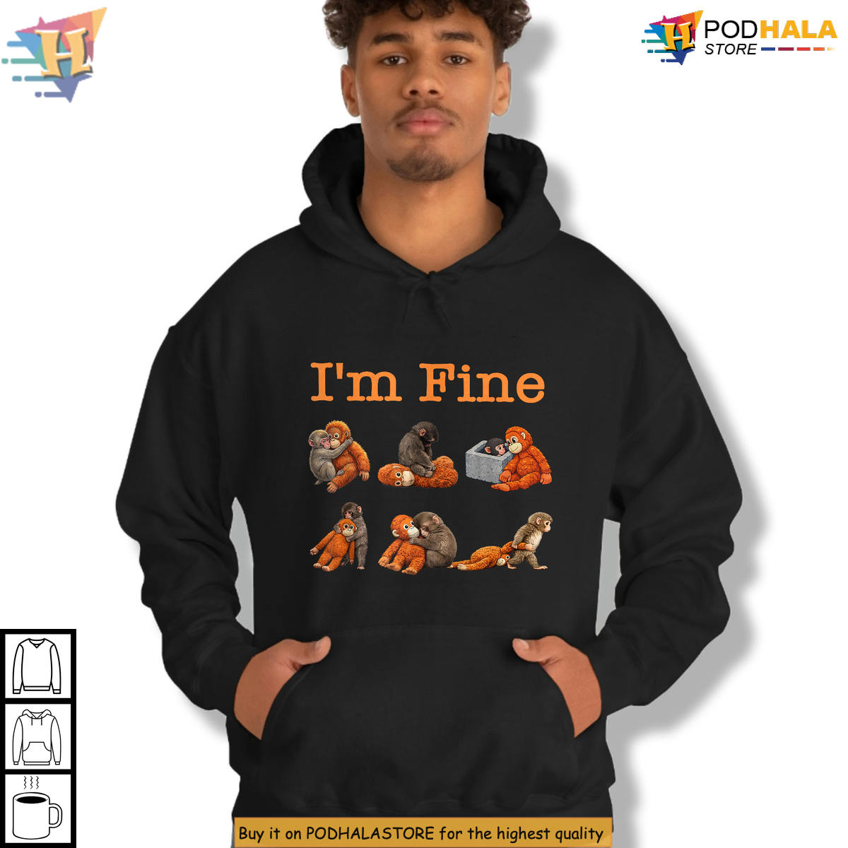 Emotional Meme Animal Graphic Sad Monkey Punch Shirt Cute Plush Style