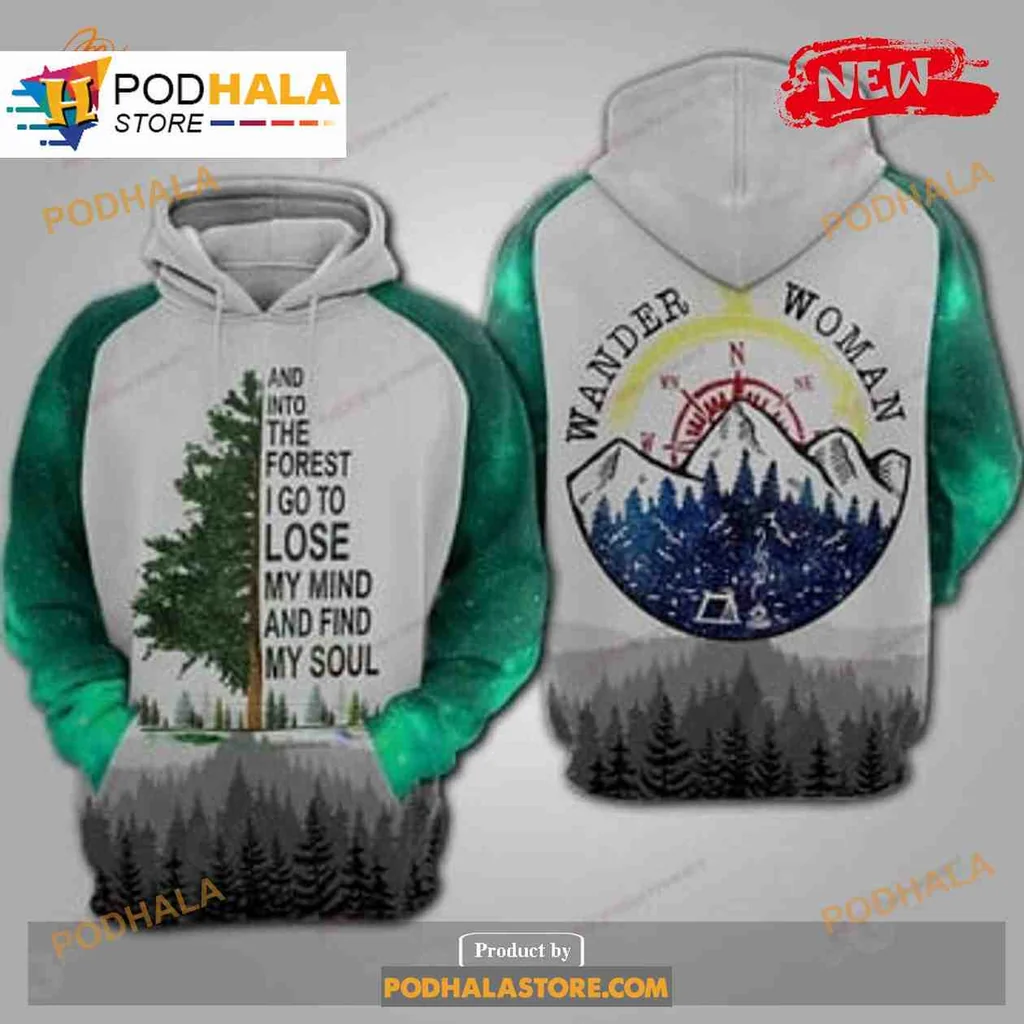 Empowered Wander Woman 3d Hoodie, Nature Adventure Sweatshirt With Tree And Compass Design