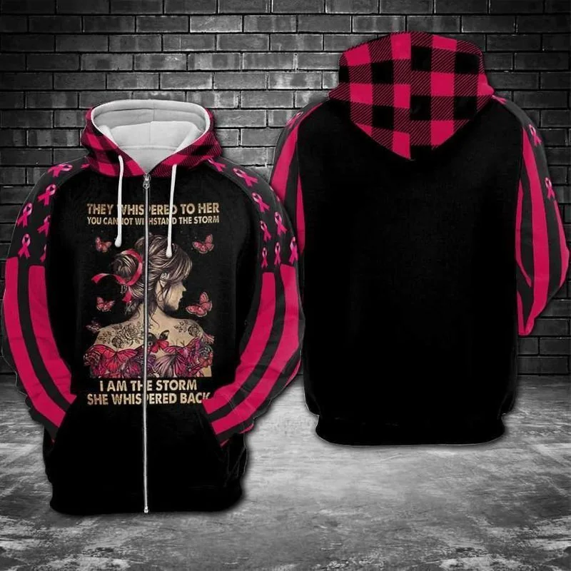 Empowering Breast Cancer Awareness 3d Hoodie With Inspirational Quote