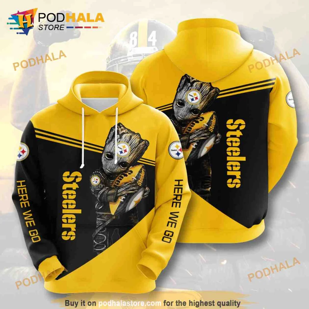 Energetic Baby Groot Pittsburgh Steelers 3d Hoodie With Bold Design