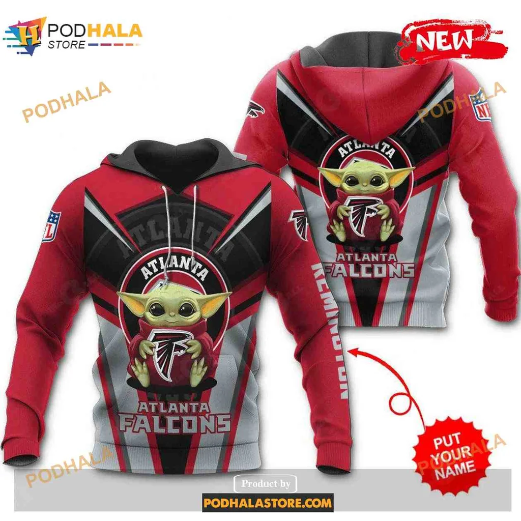 Energetic Baby Yoda Atlanta Falcons 3d Hoodie With Bold Graphics