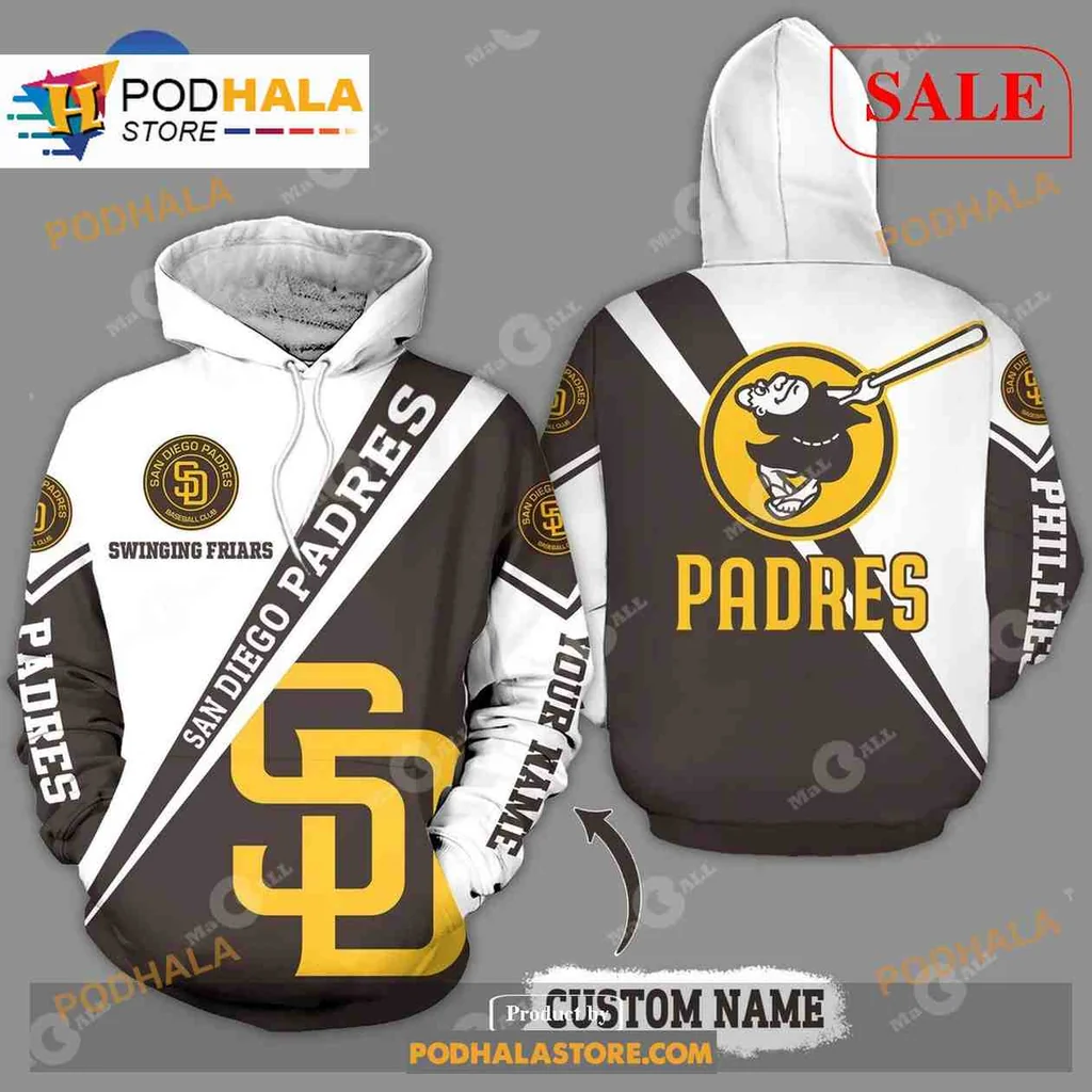 Energetic San Diego Padres 3d Hoodie Featuring Bold Team Logo And Mascot