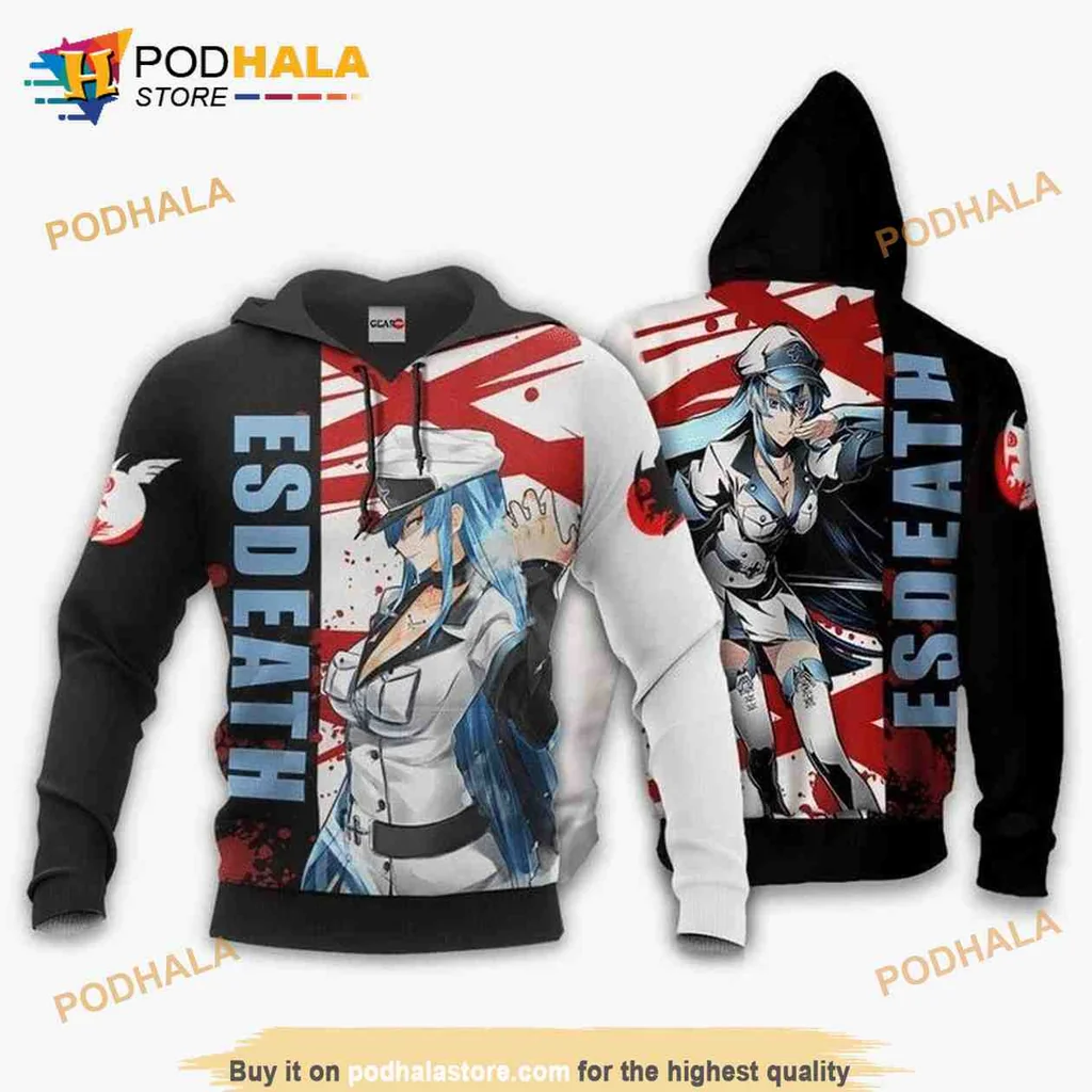 Esdeath Akame Ga Kill 3d Hoodie With Bold Design And Vibrant Colors
