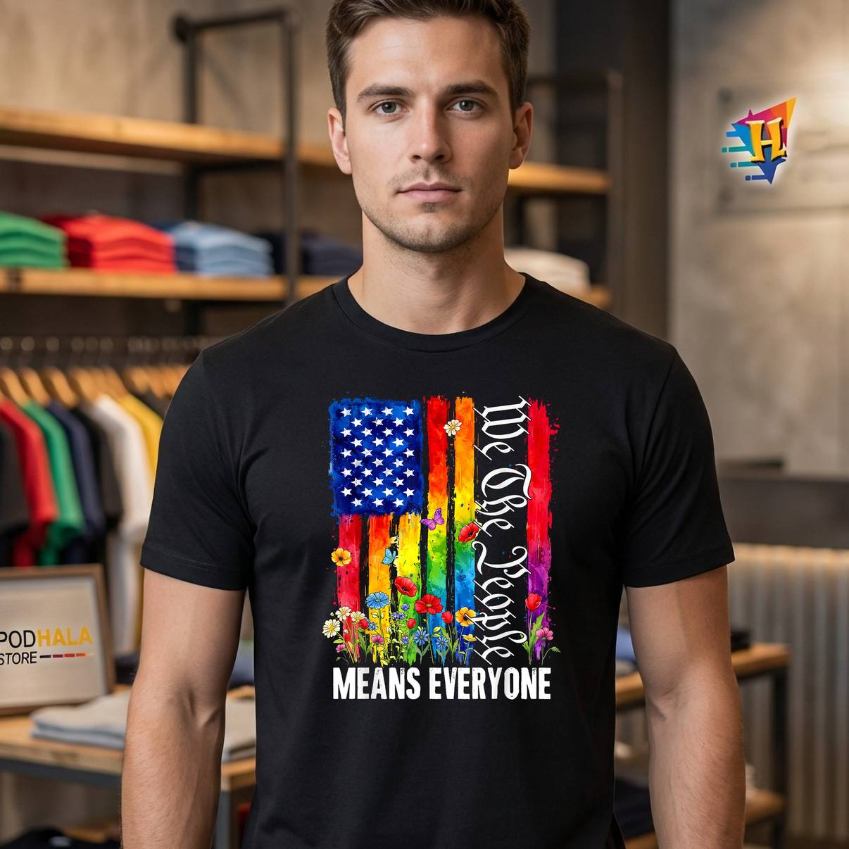 Everyone Means We The People Shirt Rainbow LGBT Gay Lesbian Pride Men