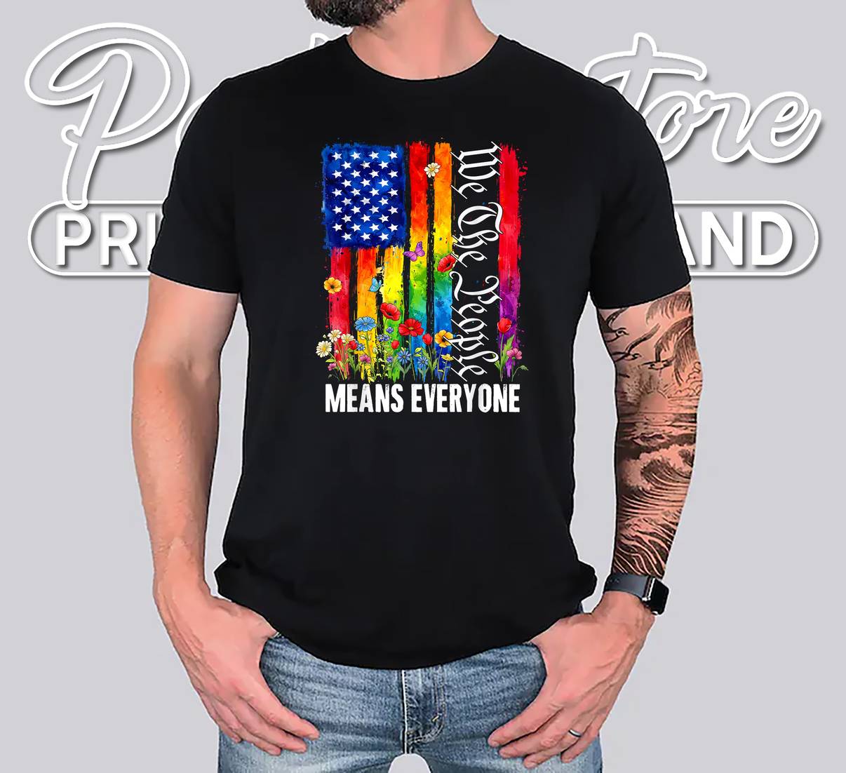 Everyone Means We The People T-Shirt Rainbow LGBT Gay Lesbian Pride Men Everyone Means We The People T-Shirt Rainbow LGBT Gay Lesbian Pride Men