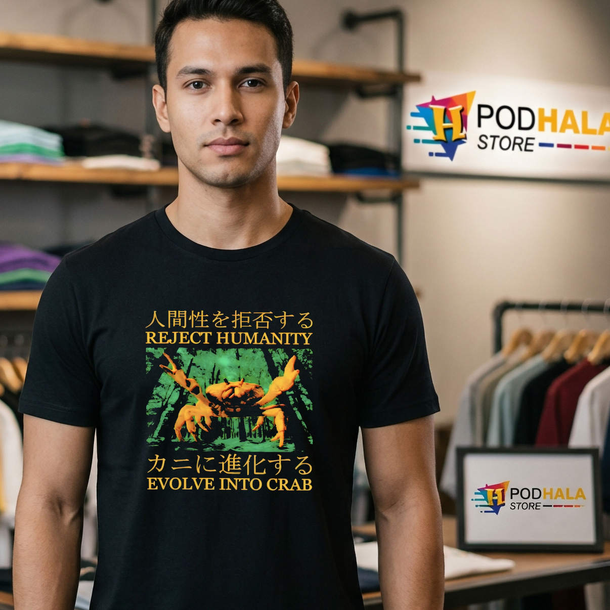 Evolve Into Crab Reject Humanity Vintage Shirt 2026 Japanese Meme Fan Gear