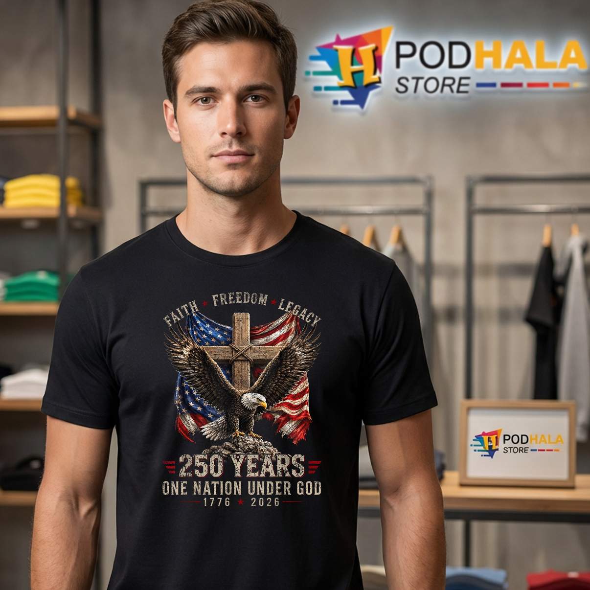 Faith Freedom Legacy Eagle Shirt USA 250th Anniversary Patriot Gift