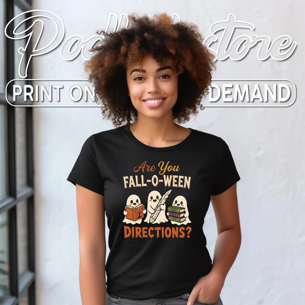 Fall O Ween Ghosts Teacher T-Shirt Funny Halloween Directions Apparel