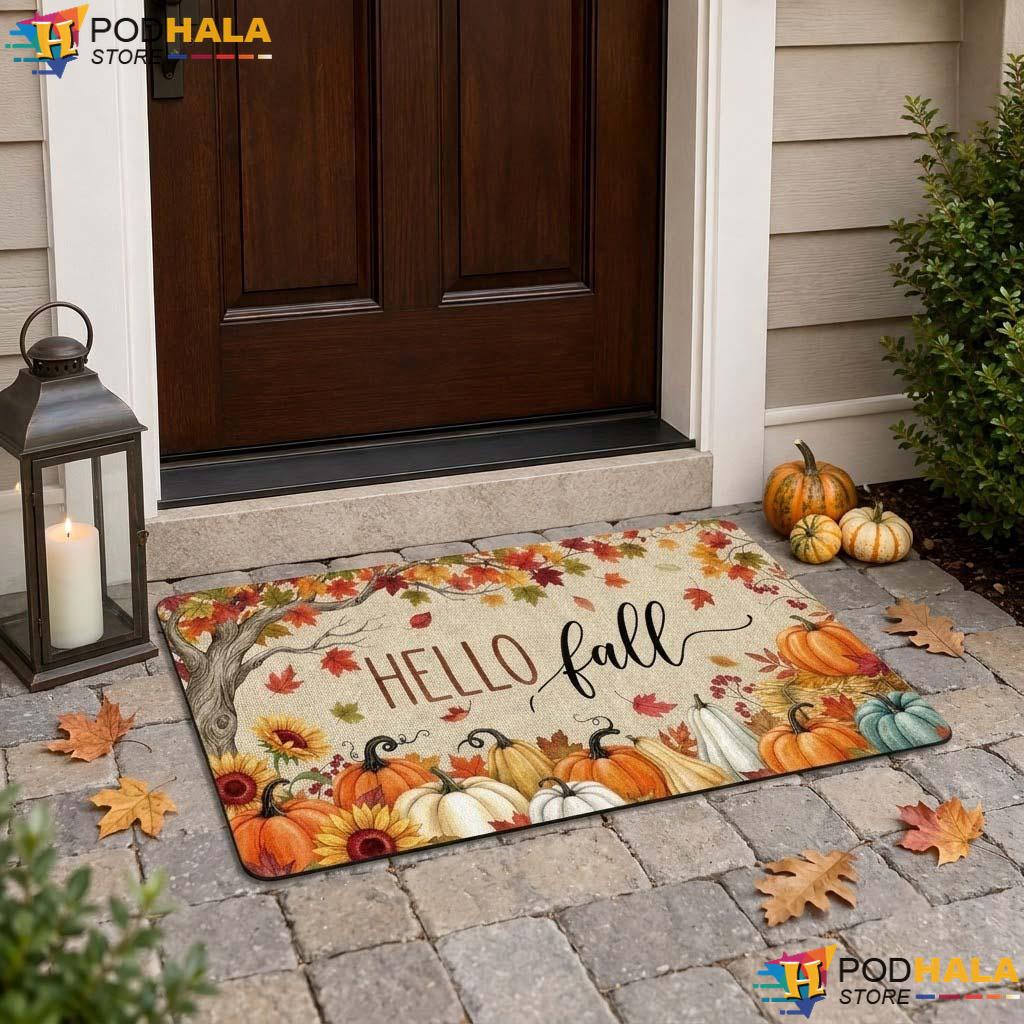 Fall Sunflower Welcome Doormat Cute Pumpkin Inviting Autumn Entry Rug Decor - View 1 Fall Sunflower Welcome Doormat Cute Pumpkin Inviting Autumn Entry Rug Decor - View 1