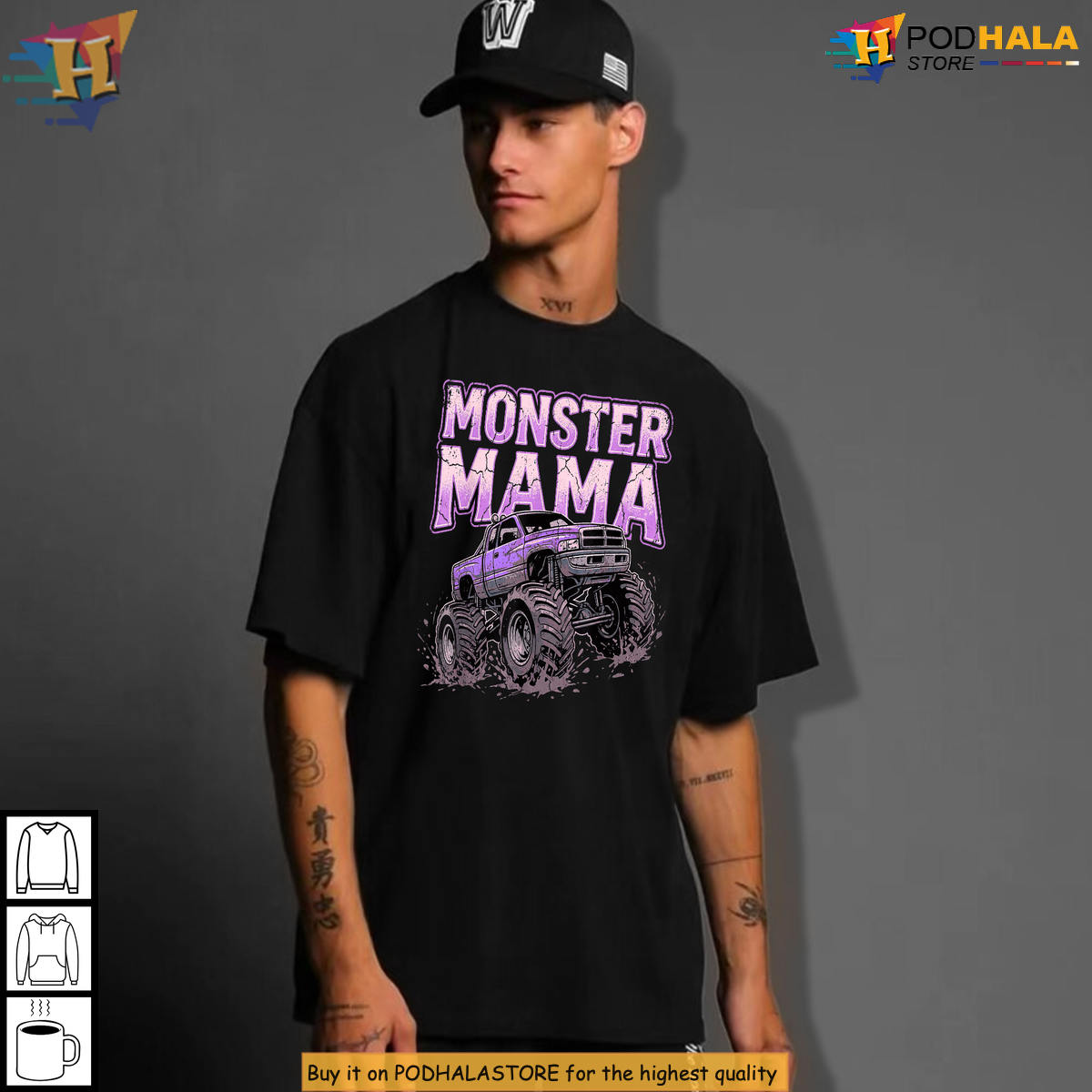 Family Offroad Lover Graphic Monster Truck Mama Shirt Matching Style