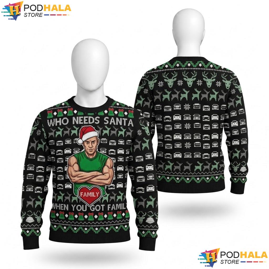Family Who Needs Santa Ugly Christmas Sweater Funny Festive Xmas Apparel