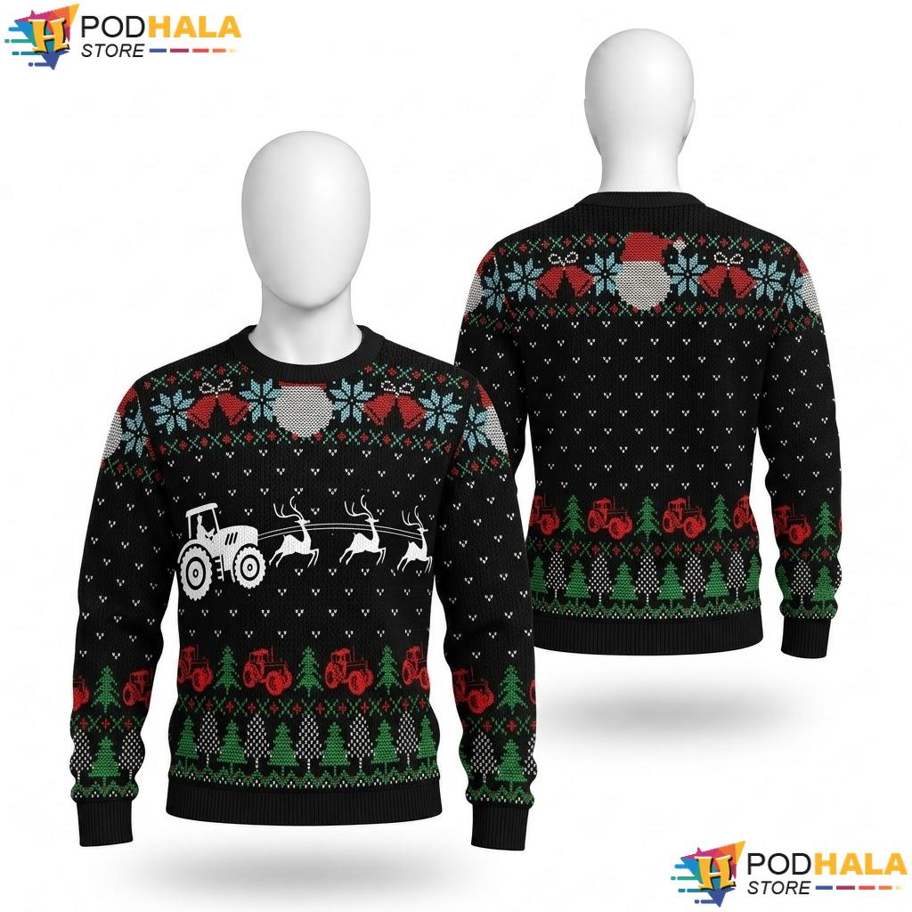 Farming Farmer Tractor Ugly Christmas Sweater Funny Family Xmas Top