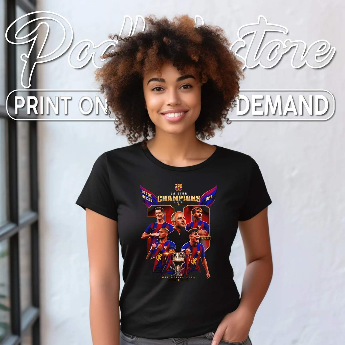 FC Barcelona La Liga Champions Shirt 2026 Soccer Sports Fan Graphic For Men