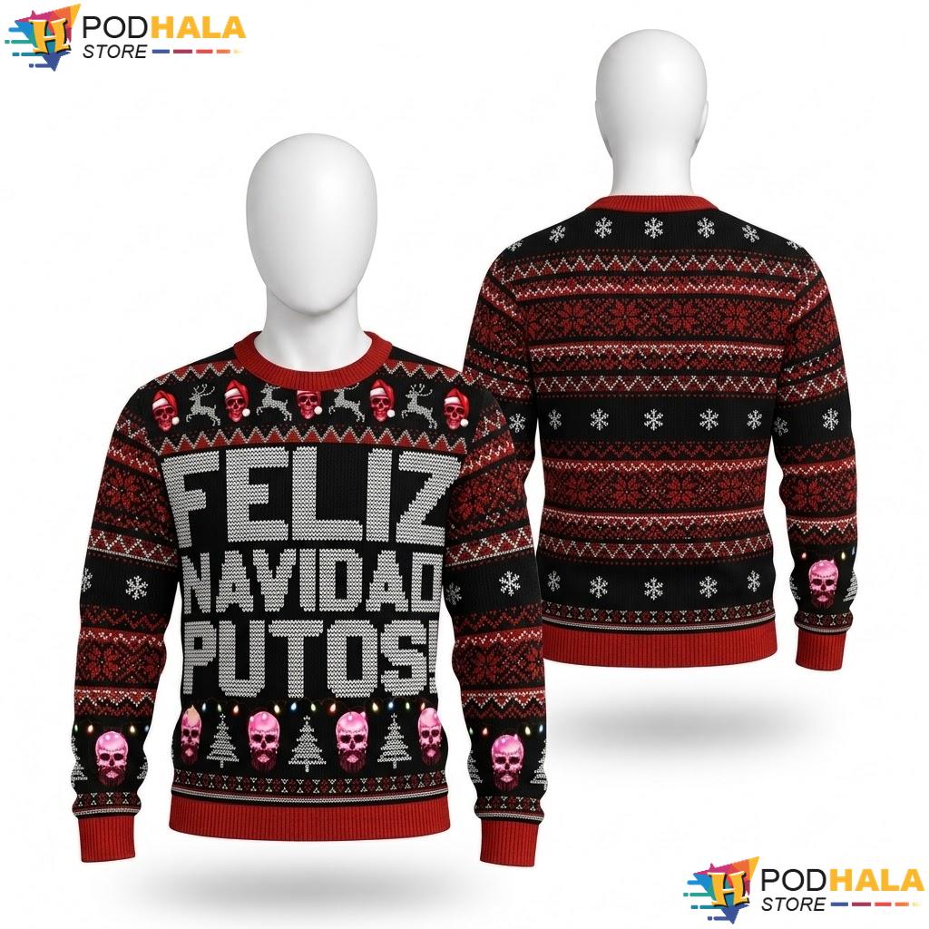 Feliz Navidad Putos Ugly Christmas Sweater Latino AF Mexican Holiday