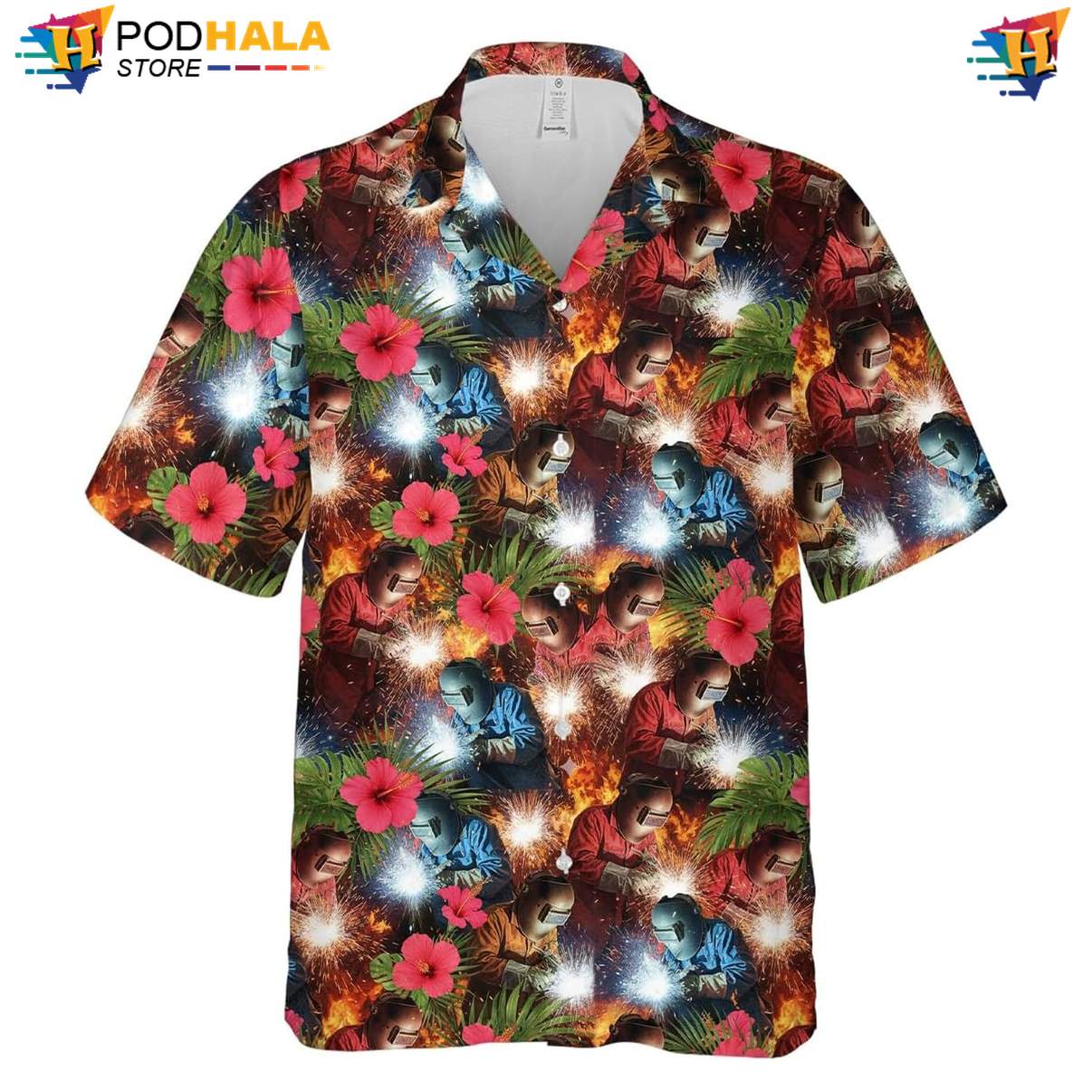 Festival Welder Hawaiian Shirt Mens Button Down Welding Worker Island Gear