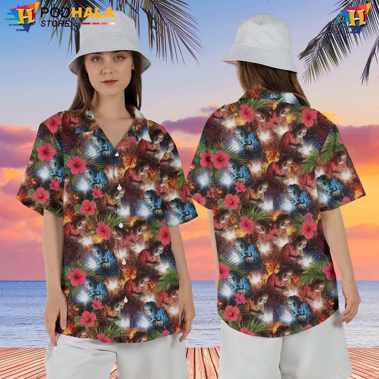 Festival Welder Aloha Shirt Mens Button Down Welding Worker Island Gear Festival Welder Aloha Shirt Mens Button Down Welding Worker Island Gear