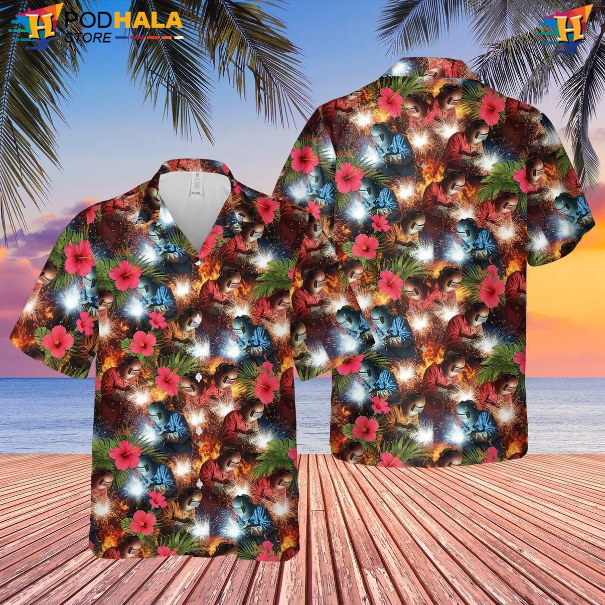 Festival Welder Tropical Shirt Mens Button Down Welding Worker Island Gear Festival Welder Tropical Shirt Mens Button Down Welding Worker Island Gear