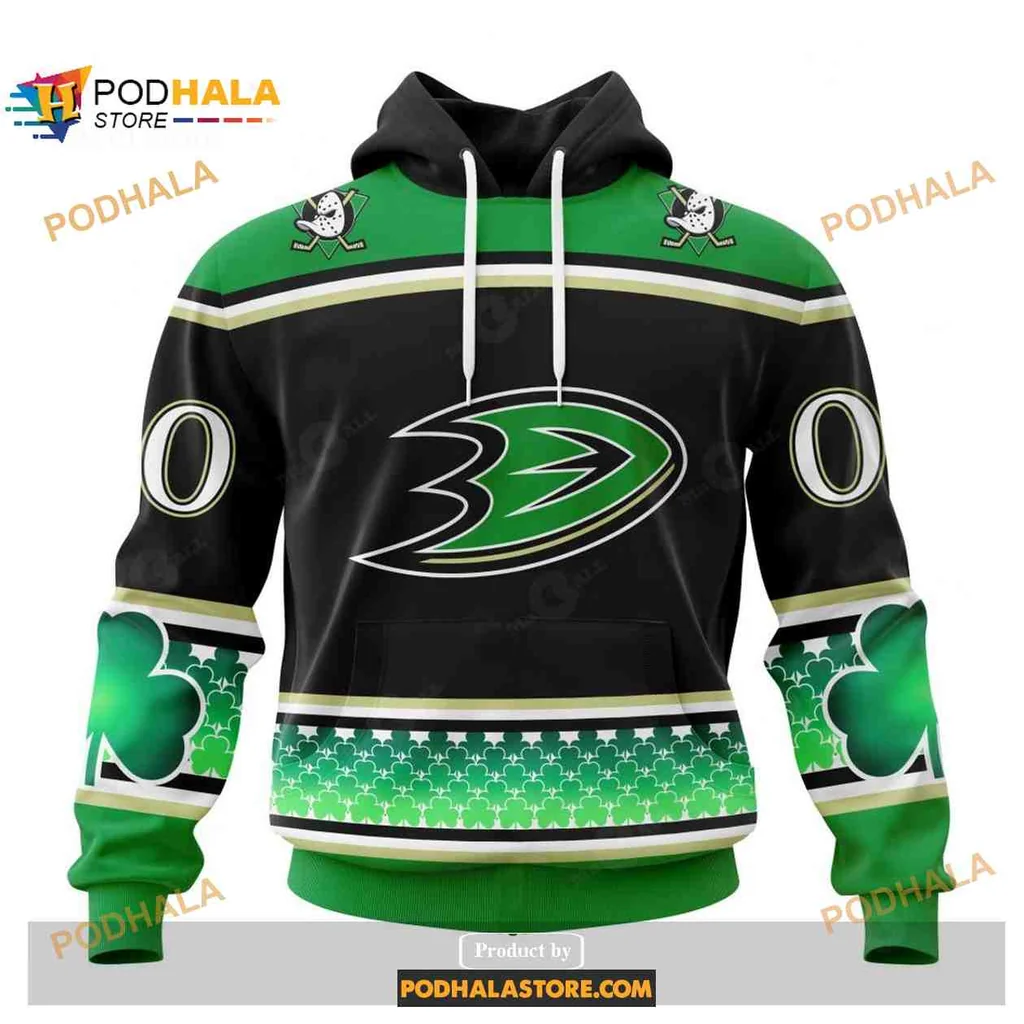 Festive Anaheim Ducks 3d Hoodie With Shamrock Design For St Patricks Day