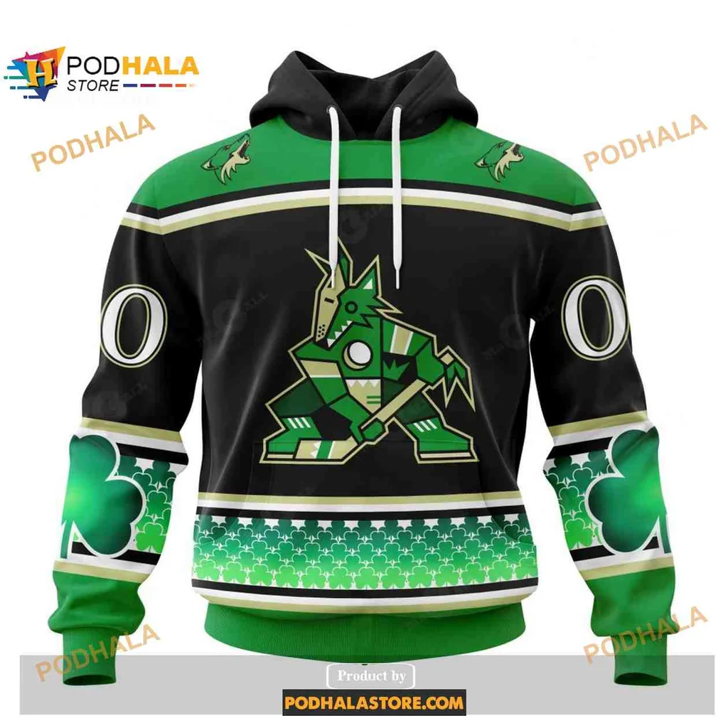 Festive Arizona Coyotes 3d Hoodie With Playful Coyote Design For St Patricks Day