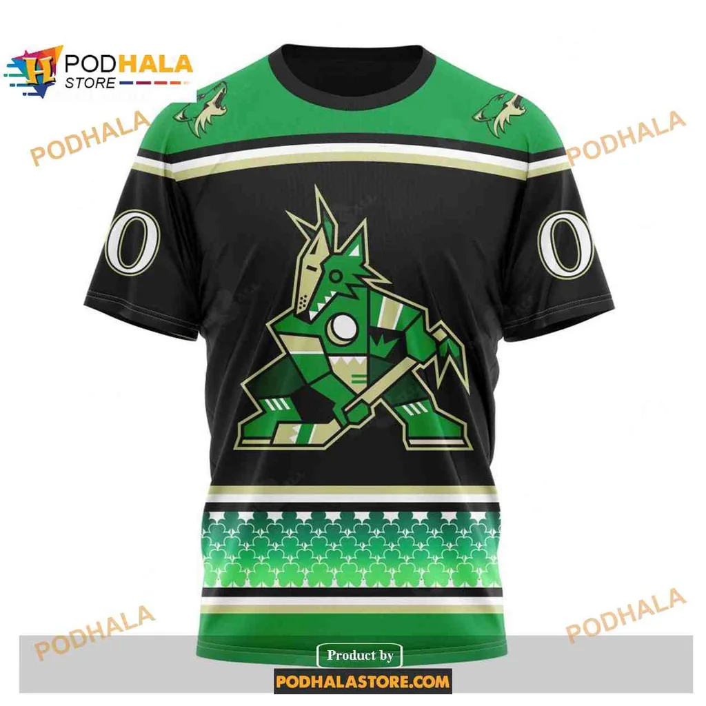 Festive Arizona Coyotes AOP Hoodie With Playful Coyote Design For St Patricks Day Festive Arizona Coyotes AOP Hoodie With Playful Coyote Design For St Patricks Day