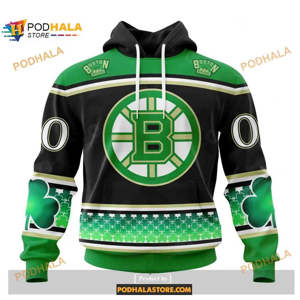 Festive Boston Bruins 3d Hoodie With Shamrock Design For St Patricks Day