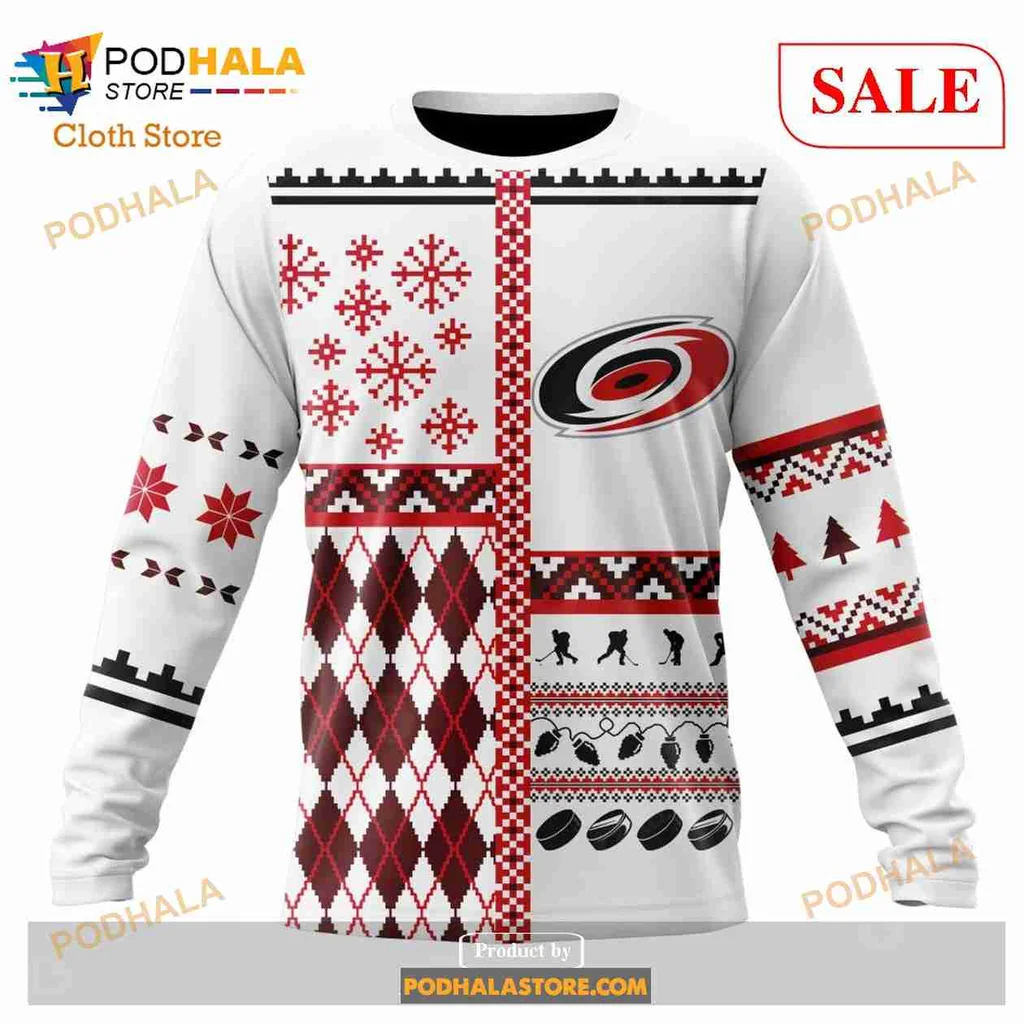 Festive Carolina Hurricanes 3D Print Hoodie With Holiday Patterns And Team Logo Festive Carolina Hurricanes 3D Print Hoodie With Holiday Patterns And Team Logo