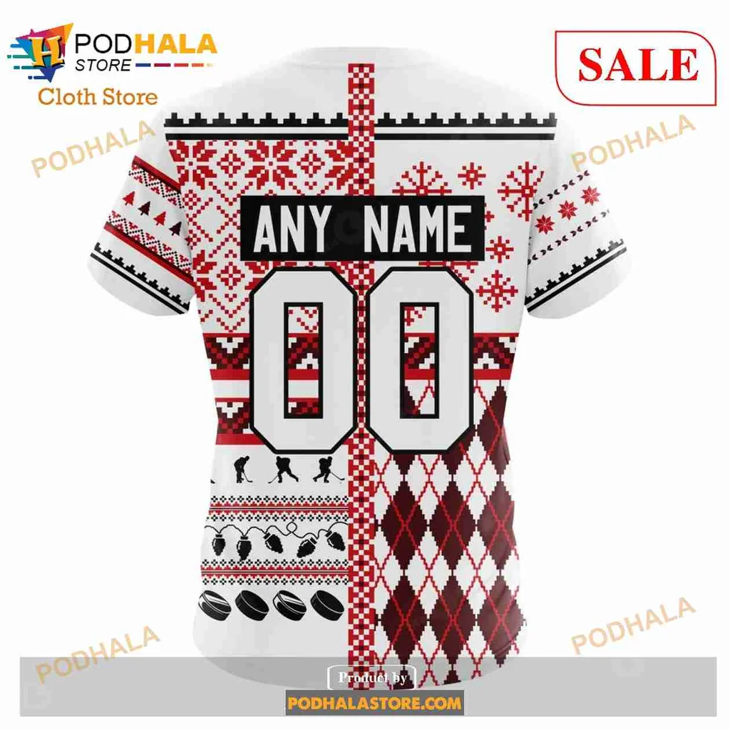 Festive Carolina Hurricanes 3d Hoodie With Holiday Patterns And Team Logo - Product View 7 Festive Carolina Hurricanes 3d Hoodie With Holiday Patterns And Team Logo - Product View 7