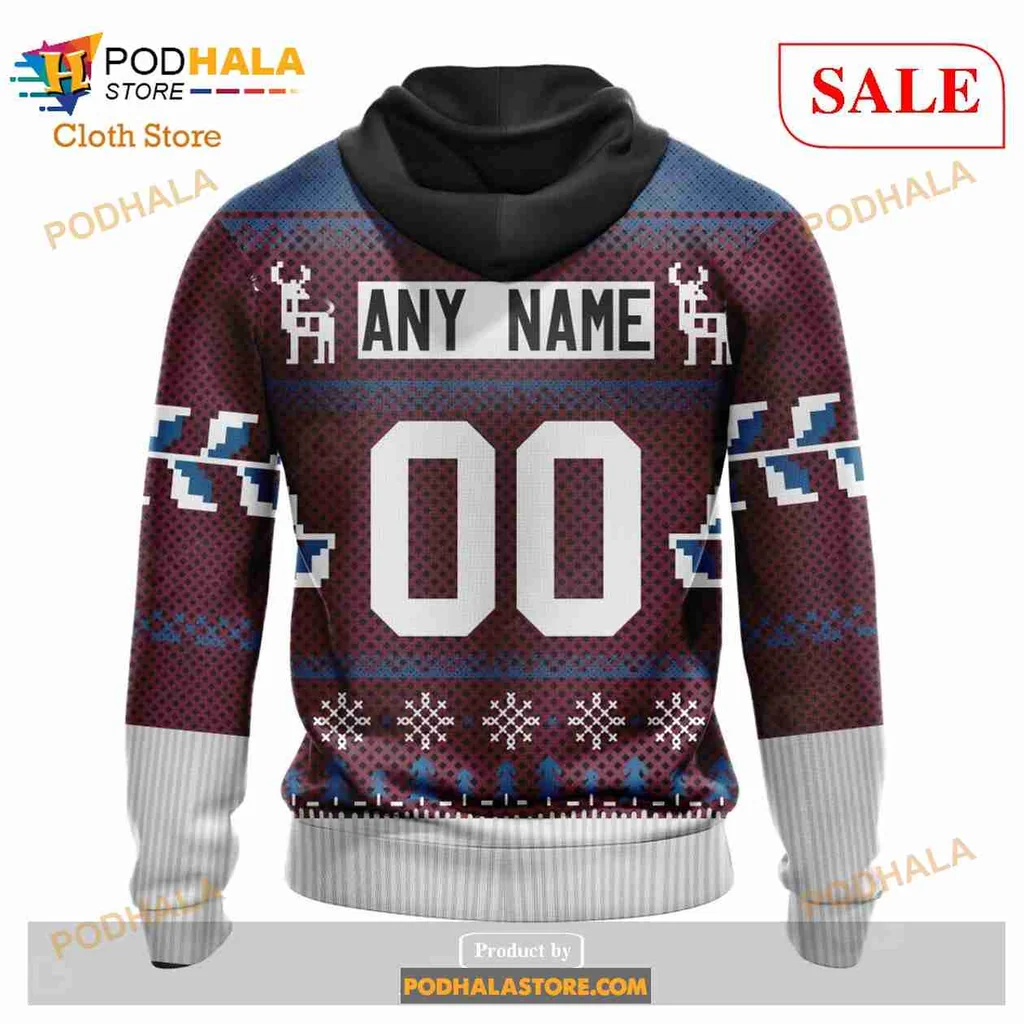 Festive Colorado Avalanche AOP Hoodie Featuring Holiday Design And Logo Festive Colorado Avalanche AOP Hoodie Featuring Holiday Design And Logo