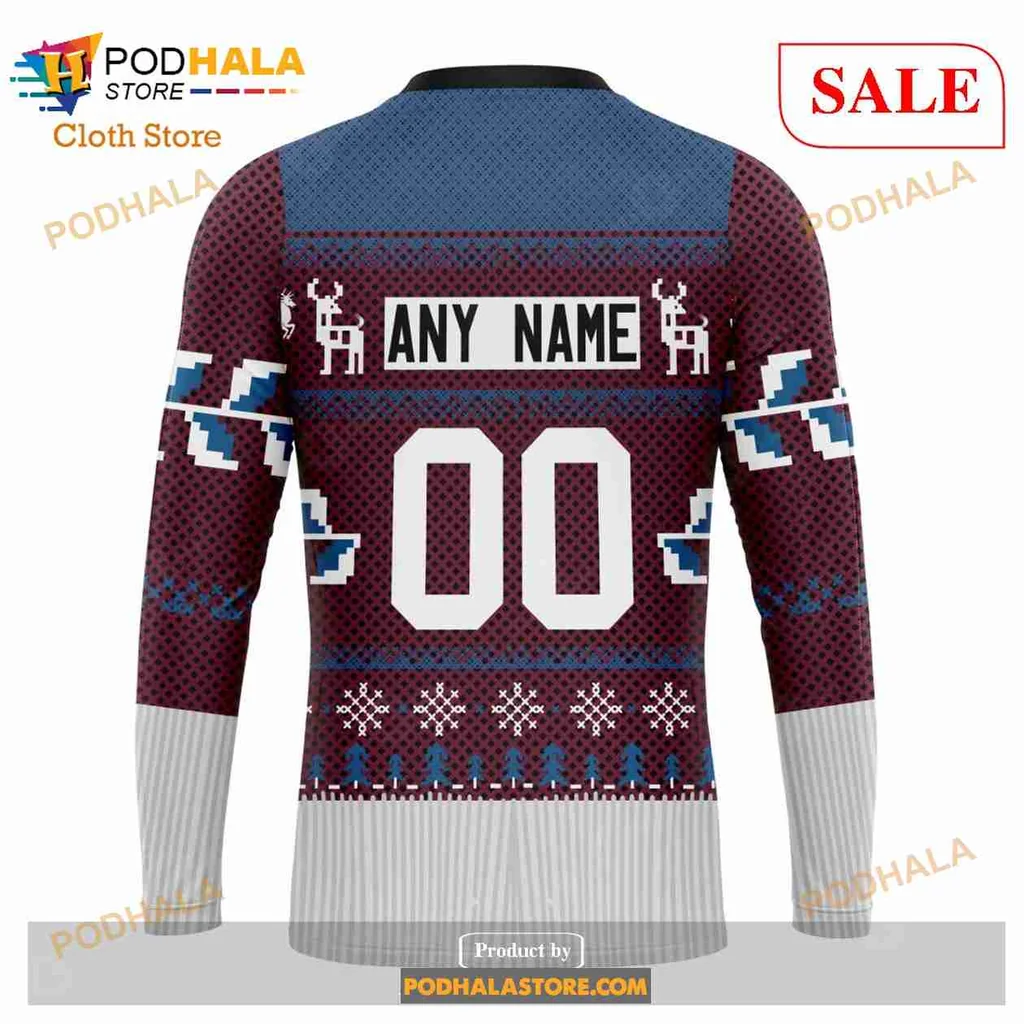 Festive Colorado Avalanche 3d Hoodie Featuring Holiday Design And Logo - Product View 5 Festive Colorado Avalanche 3d Hoodie Featuring Holiday Design And Logo - Product View 5