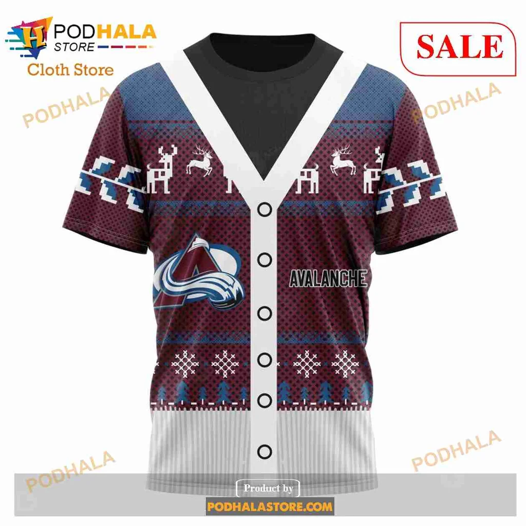 Festive Colorado Avalanche 3d Hoodie Featuring Holiday Design And Logo - Product View 6 Festive Colorado Avalanche 3d Hoodie Featuring Holiday Design And Logo - Product View 6