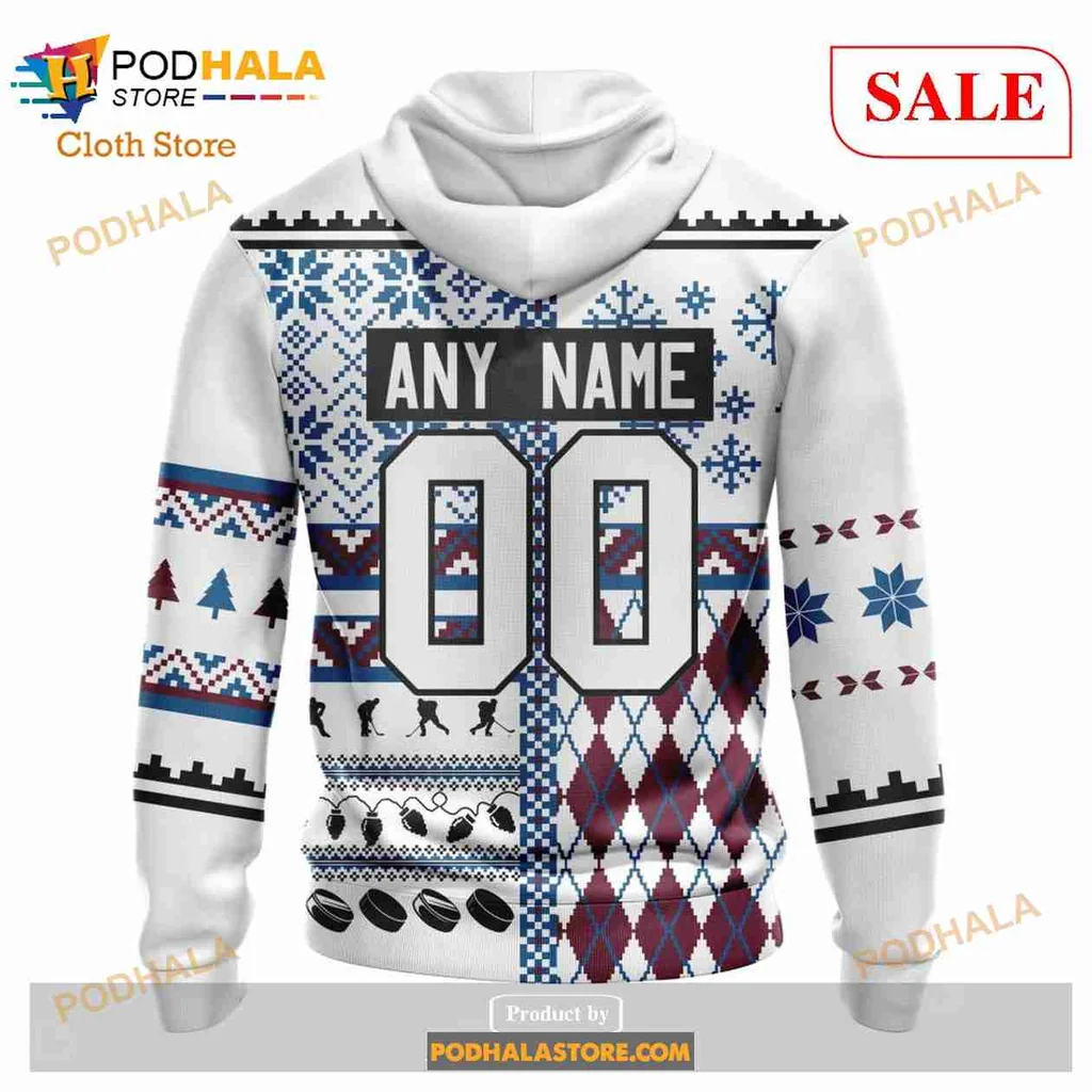Festive Colorado Avalanche AOP Hoodie Featuring Holiday Patterns And Logo Festive Colorado Avalanche AOP Hoodie Featuring Holiday Patterns And Logo