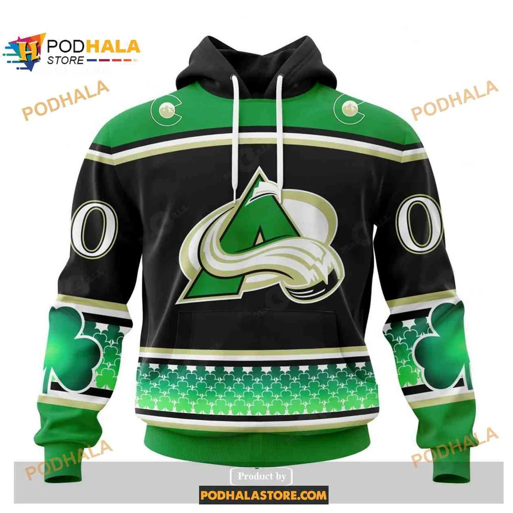 Festive Colorado Avalanche 3d Hoodie With Shamrock Design For St Patricks Day