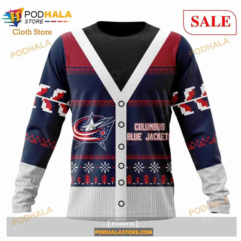 Festive Columbus Blue Jackets 3D Print Hoodie, Holiday Design For Nhl Fans Festive Columbus Blue Jackets 3D Print Hoodie, Holiday Design For Nhl Fans