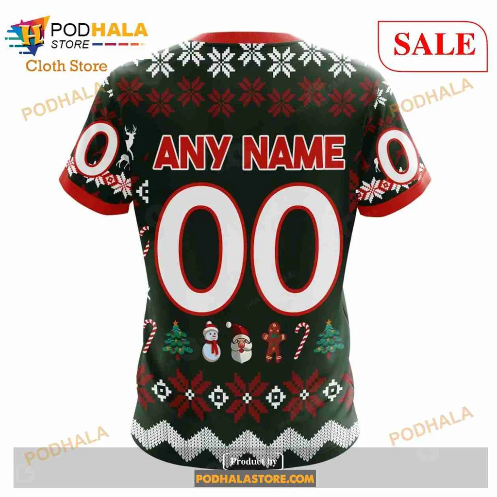 Festive Columbus Blue Jackets Hoodie With Holiday Elements And Team Logo - Product View 7 Festive Columbus Blue Jackets Hoodie With Holiday Elements And Team Logo - Product View 7