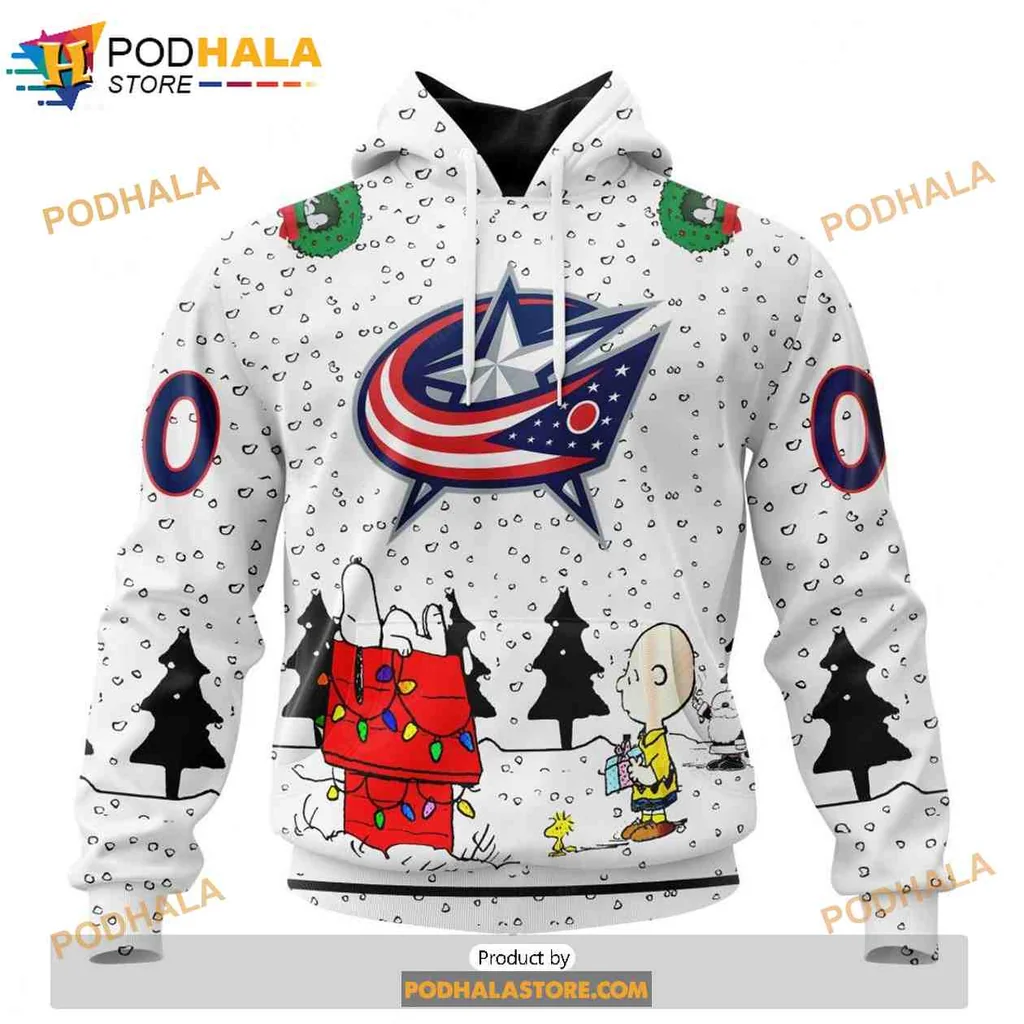 Festive Columbus Blue Jackets Snoopy 3d Hoodie With Whimsical Design