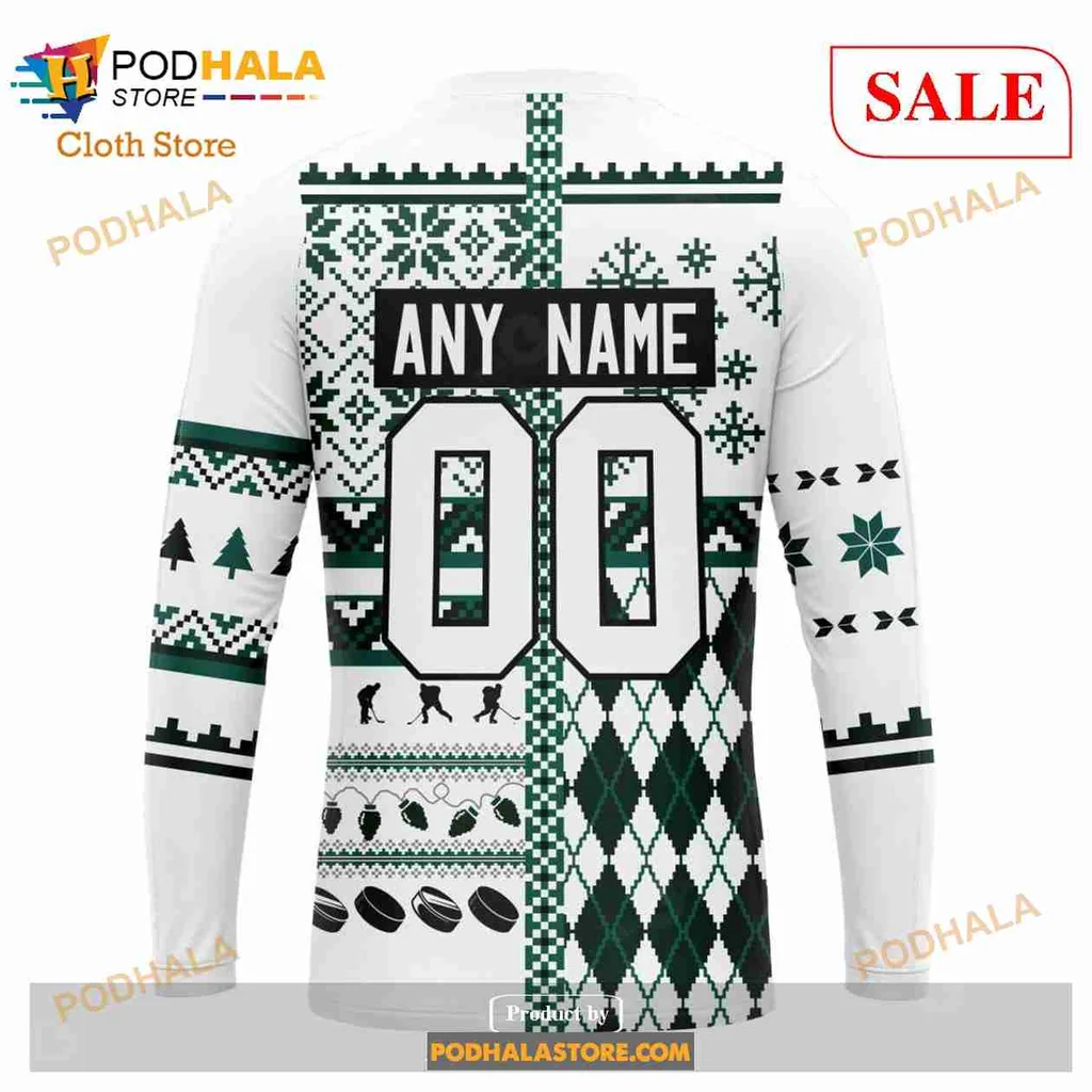 Festive Dallas Stars 3d Hoodie With Christmas Patterns And Logo - Product View 5 Festive Dallas Stars 3d Hoodie With Christmas Patterns And Logo - Product View 5