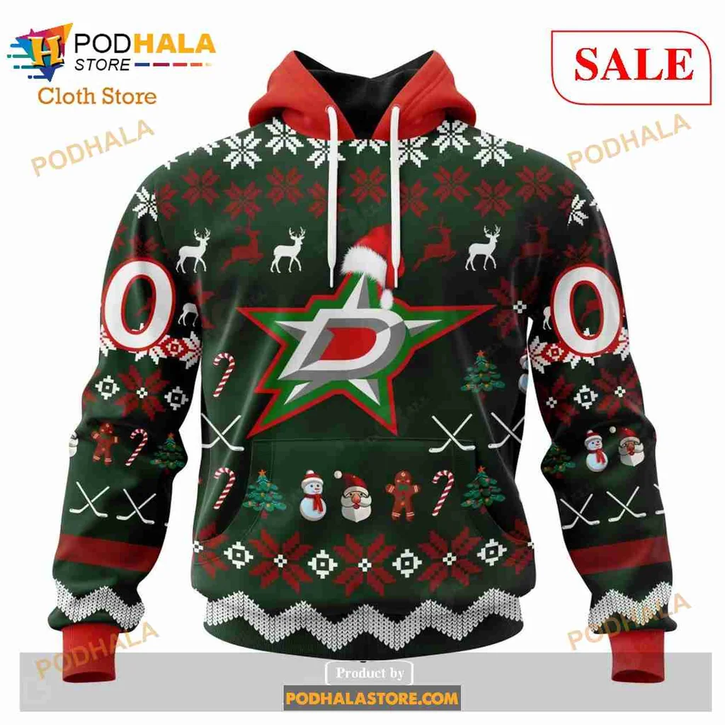 Festive Dallas Stars 3d Hoodie With Holiday Decorations For Fans