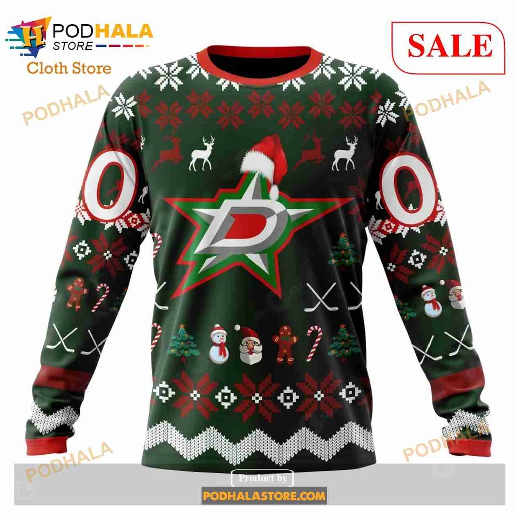 Festive Dallas Stars 3D Print Hoodie With Holiday Decorations For Fans Festive Dallas Stars 3D Print Hoodie With Holiday Decorations For Fans