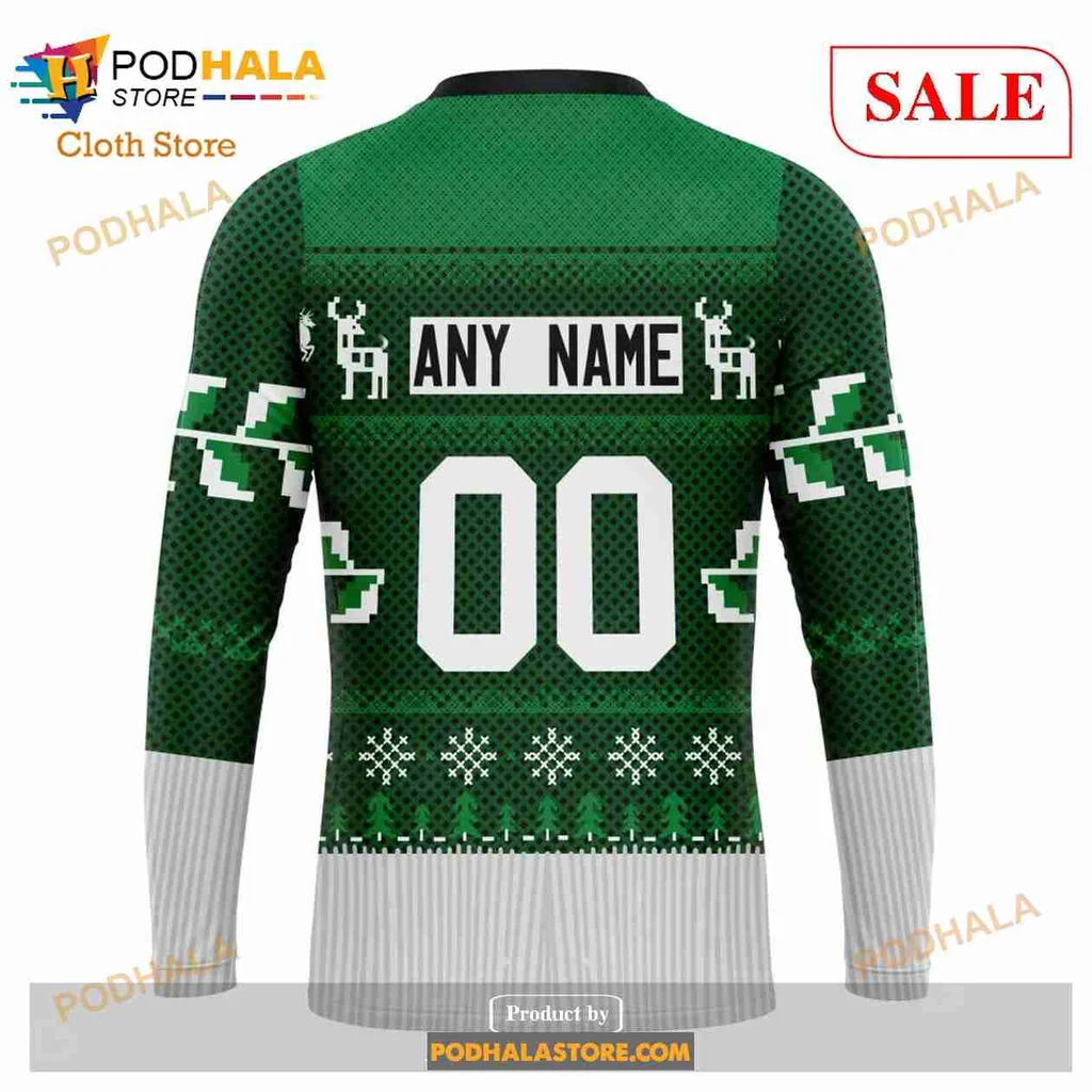 Festive Dallas Stars Christmas Hoodie With Reindeer And Snowflakes - Product View 5 Festive Dallas Stars Christmas Hoodie With Reindeer And Snowflakes - Product View 5