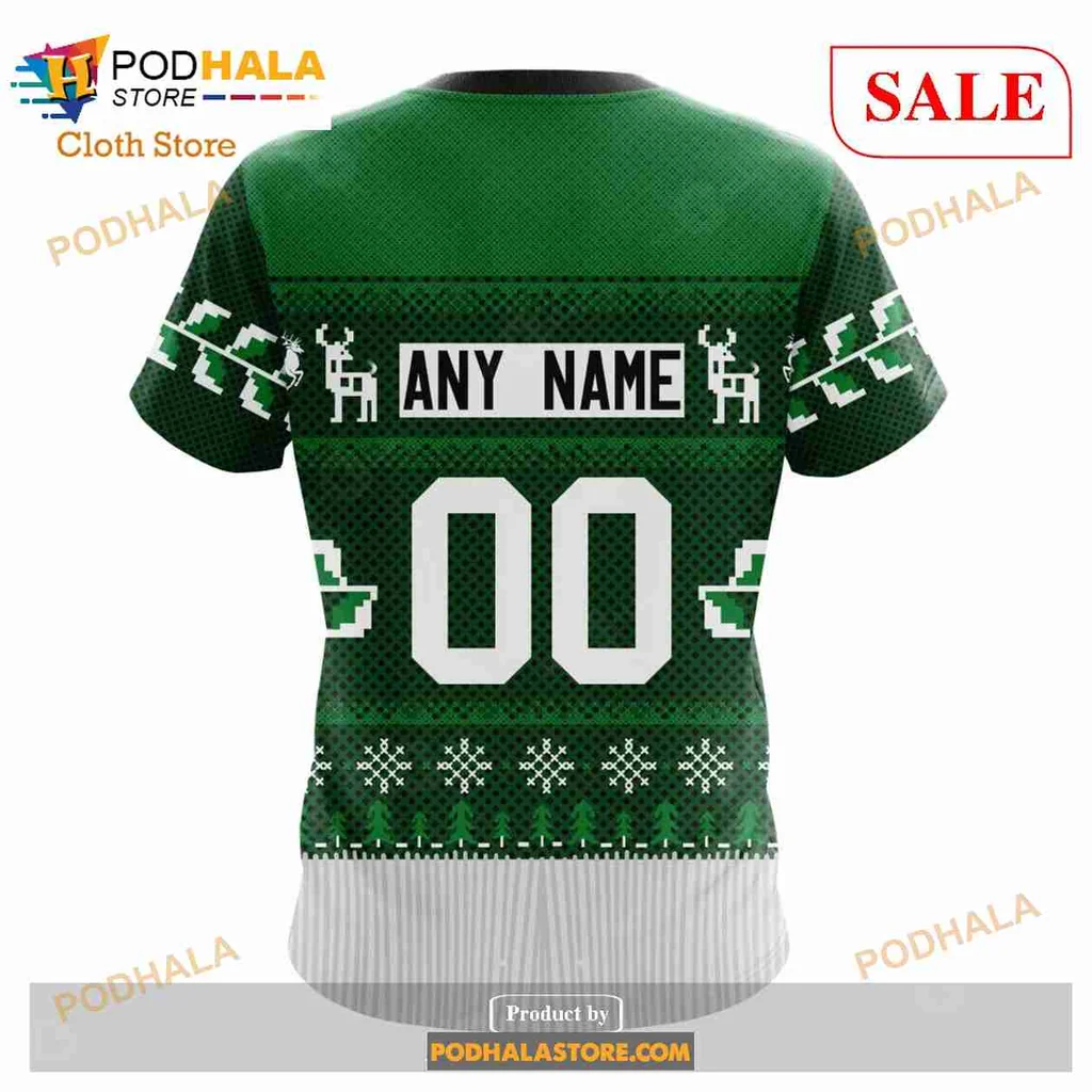 Festive Dallas Stars Christmas Hoodie With Reindeer And Snowflakes - Product View 7 Festive Dallas Stars Christmas Hoodie With Reindeer And Snowflakes - Product View 7