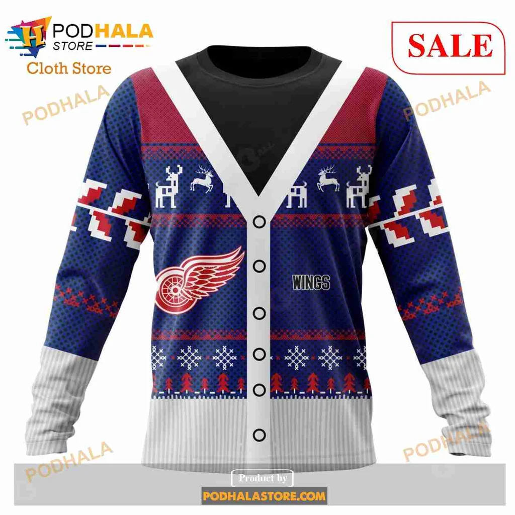 Festive Detroit Red Wings 3D Print Hoodie With Holiday Design Festive Detroit Red Wings 3D Print Hoodie With Holiday Design