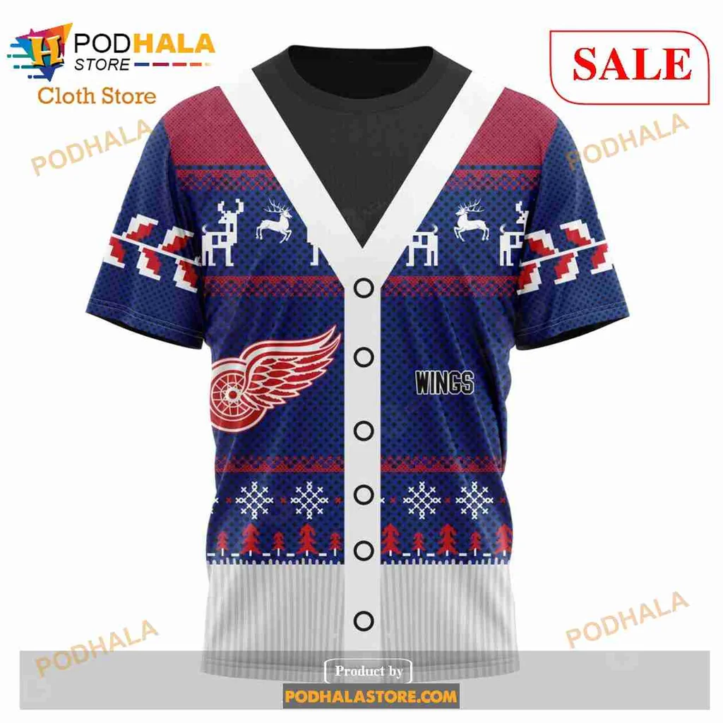 Festive Detroit Red Wings 3d Hoodie With Holiday Design - Product View 6 Festive Detroit Red Wings 3d Hoodie With Holiday Design - Product View 6