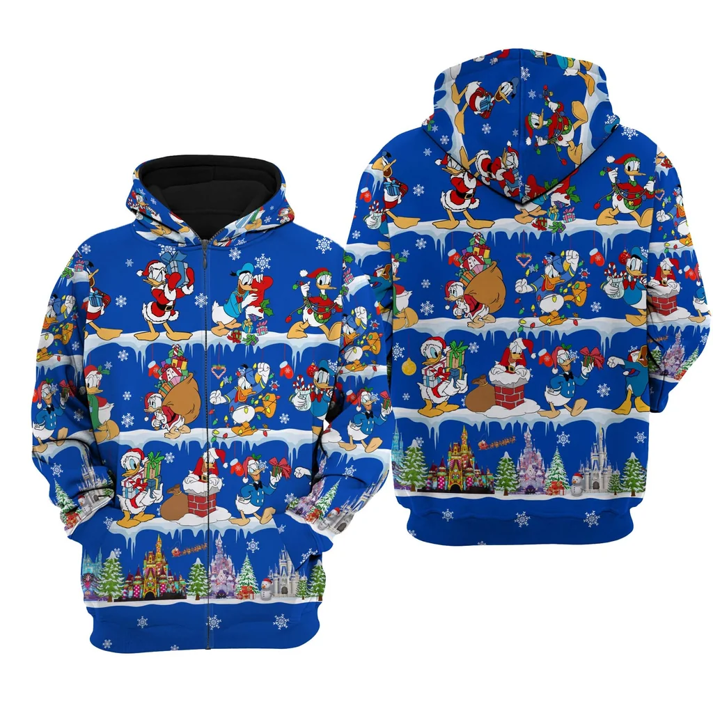 Festive Donald Duck Christmas 3d Hoodie With Colorful Holiday Design