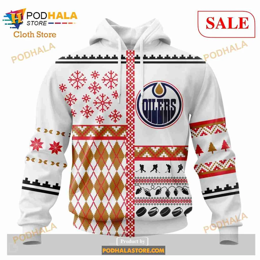 Festive Edmonton Oilers 3d Hoodie, Cheerful Christmas Design For Fans