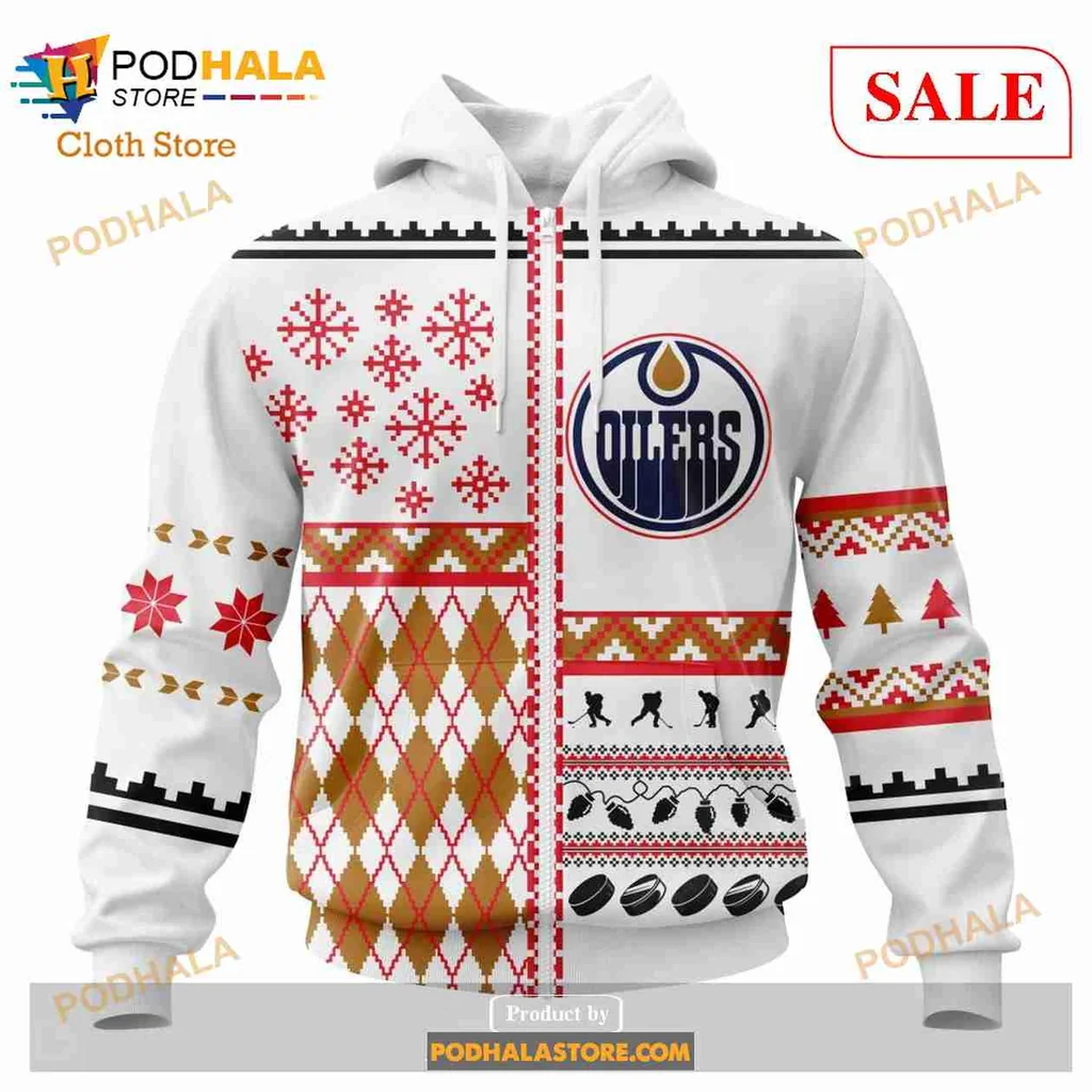Festive Edmonton Oilers All Over Print Hoodie, Cheerful Christmas Design For Fans Festive Edmonton Oilers All Over Print Hoodie, Cheerful Christmas Design For Fans